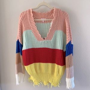 Pink Lily Crochet Multi Color Sweater